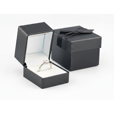 Luxury Ring Box – Black & White Leather Engagement Ring Case