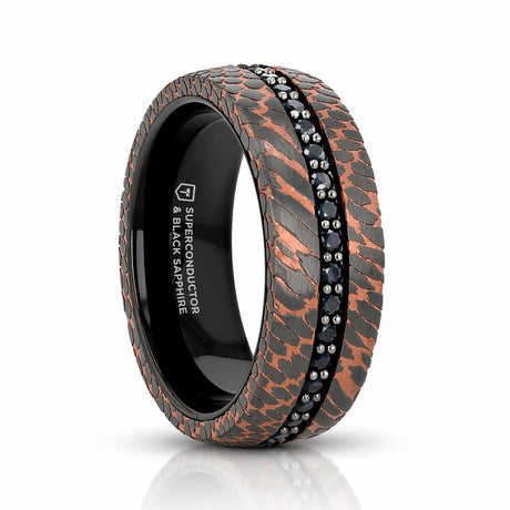 CHARGER Black Tungsten Ring with Superconductor Finish and Black Sapphires - 8mm