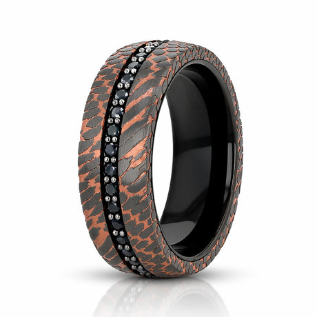 CHARGER Black Tungsten Ring with Superconductor Finish and Black Sapphires - 8mm