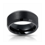 6mm -10mm Black Tungsten Carbide Wedding Ring with Brushed Center