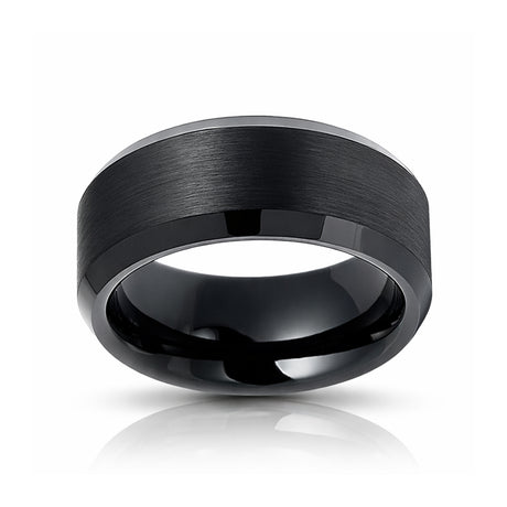 6mm -10mm Black Tungsten Carbide Wedding Ring with Brushed Center