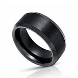 6mm -10mm Black Tungsten Carbide Wedding Ring with Brushed Center