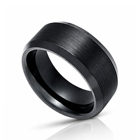 6mm -10mm Black Tungsten Carbide Wedding Ring with Brushed Center