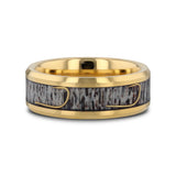 JAEGER – Gold Tungsten Band W/ Deer Antler & Fishhook Inlay