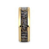 JAEGER – Gold Tungsten Band W/ Deer Antler & Fishhook Inlay