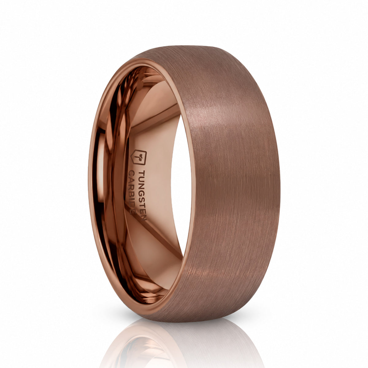 JAVA 8mm Domed Espresso Tungsten Carbide Wedding Band with Brushed Finish