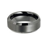 8mm GunMetal Tungsten Carbide Wedding Band with Beveled Edges