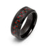 8mm Black Tungsten Carbide Ring With Red Carbon Fiber Inlay