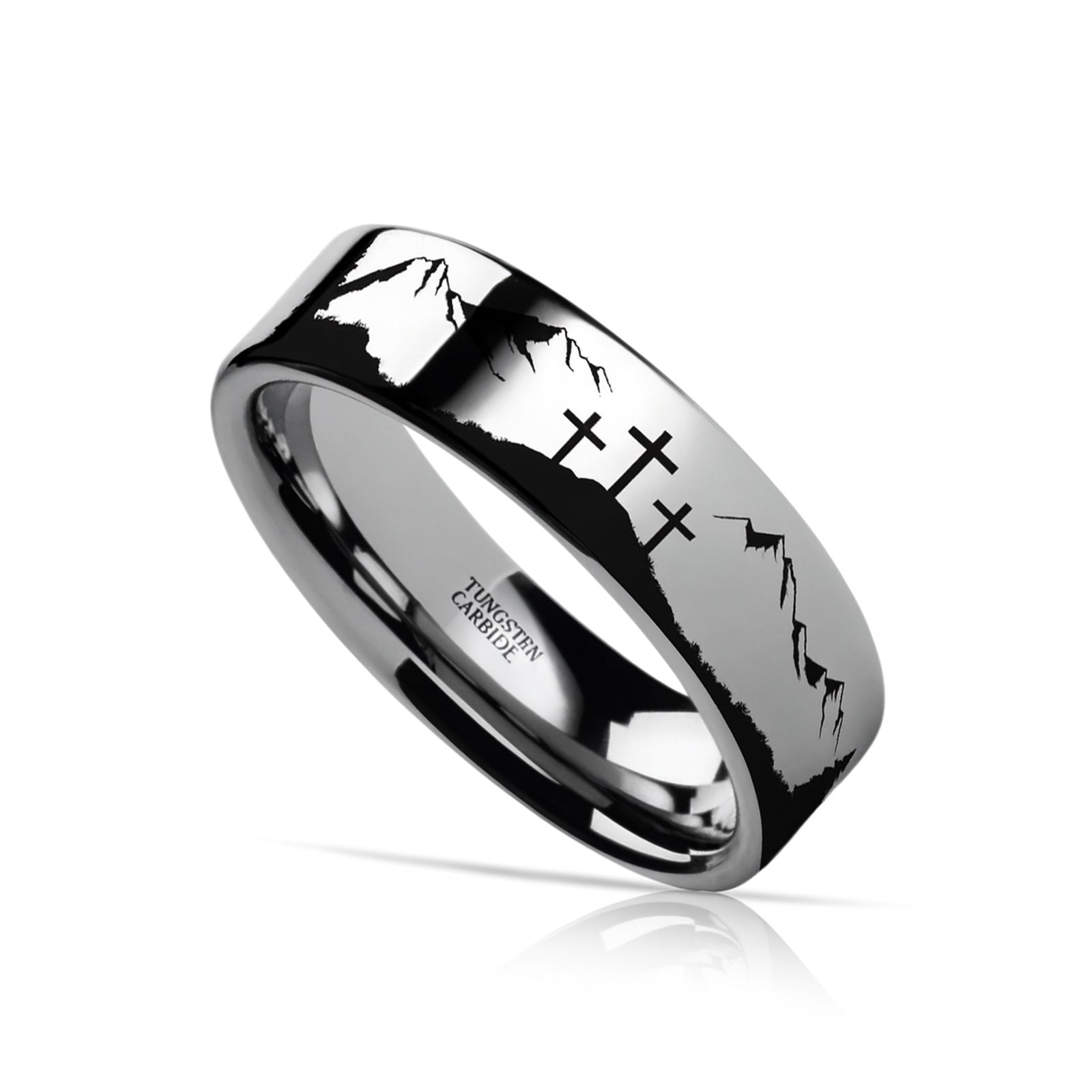 MOUNTAIN MAJESTY Laser Engraved Tungsten Carbide Ring