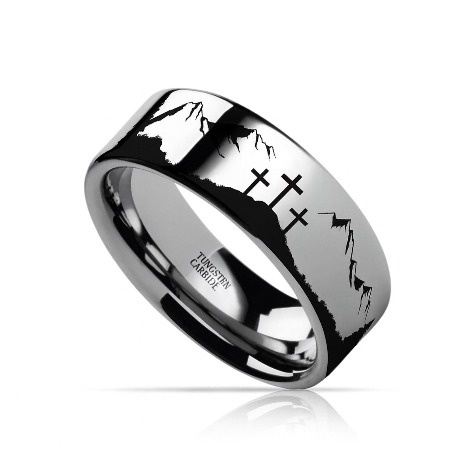 MOUNTAIN MAJESTY Laser Engraved Tungsten Carbide Ring