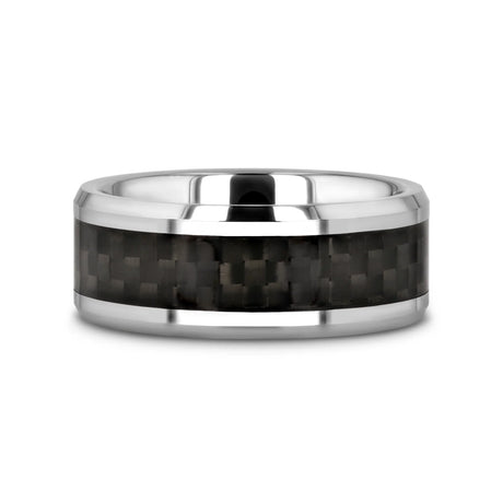 MAXIMUS Black Carbon Fiber Inlay Tungsten Carbide Wedding Band - 4mm - 12mm
