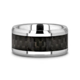 MAXIMUS Black Carbon Fiber Inlay Tungsten Carbide Wedding Band - 4mm - 12mm