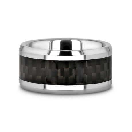 MAXIMUS Black Carbon Fiber Inlay Tungsten Carbide Wedding Band - 4mm - 12mm