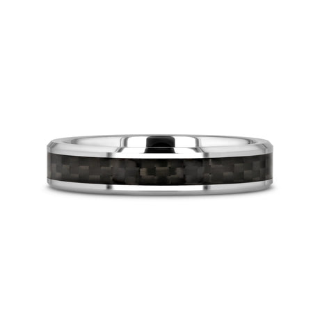 MAXIMUS Black Carbon Fiber Inlay Tungsten Carbide Wedding Band - 4mm - 12mm