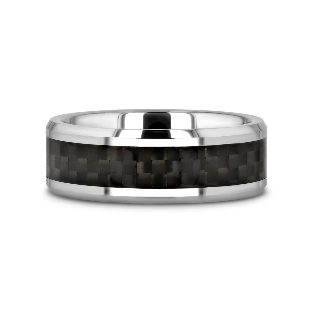 MAXIMUS Black Carbon Fiber Inlay Tungsten Carbide Wedding Band - 4mm - 12mm