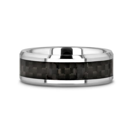 MAXIMUS Black Carbon Fiber Inlay Tungsten Carbide Wedding Band - 4mm - 12mm