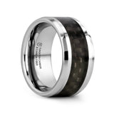 MAXIMUS Black Carbon Fiber Inlay Tungsten Carbide Wedding Band - 4mm - 12mm