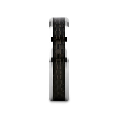 MAXIMUS Black Carbon Fiber Inlay Tungsten Carbide Wedding Band - 4mm - 12mm