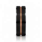 NEVAN 8mm Black Tungsten Wedding Band with Espresso Brown Groove Center