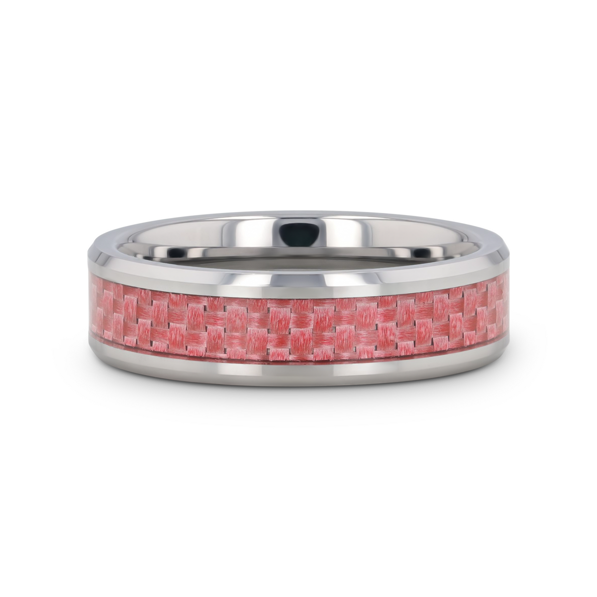 PINK Tungsten Wedding Band W/Pink Carbon Fiber