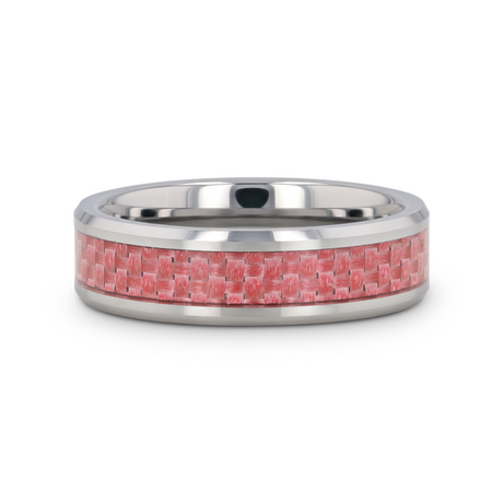 PINK Tungsten Wedding Band W/Pink Carbon Fiber
