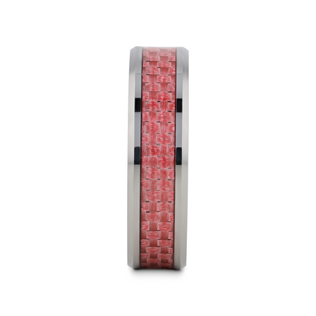 PINK Tungsten Wedding Band W/Pink Carbon Fiber