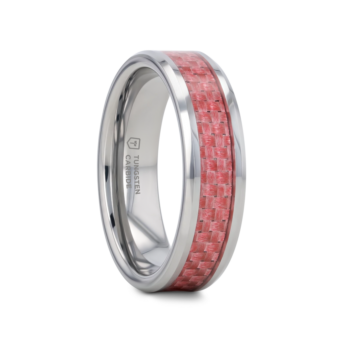 PINK Tungsten Wedding Band W/Pink Carbon Fiber
