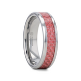 PINK Tungsten Wedding Band W/Pink Carbon Fiber