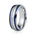 8mm - Mens Domed Tungsten Meteorite Ring, W/ Lapis Lazuli Inlay