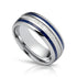 8mm - Mens Domed Tungsten Meteorite Ring, W/ Lapis Lazuli Inlay