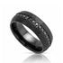 8mm - Black Tungsten Hammered Wedding Band, with Black Sapphires Ring