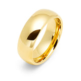 8mm - Yellow Gold Tungsten Wedding Band, High Polish Dome Shape, Anniversary Ring
