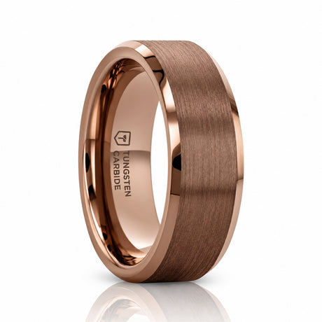 ROKA 8mm Espresso Tungsten Carbide Wedding Band with Brushed Center