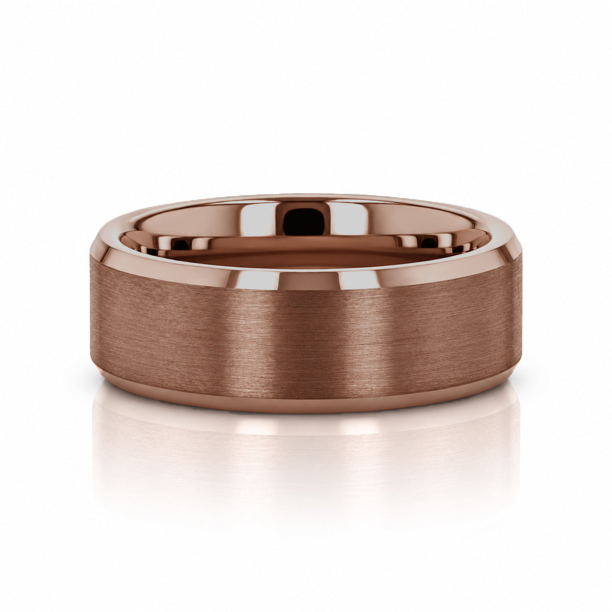ROKA 8mm Espresso Tungsten Carbide Wedding Band with Brushed Center