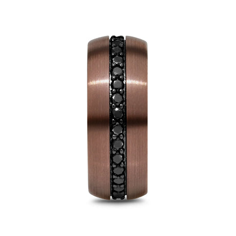 ARTEMIS 8mm Espresso Tungsten Carbide Ring with Black Sapphires
