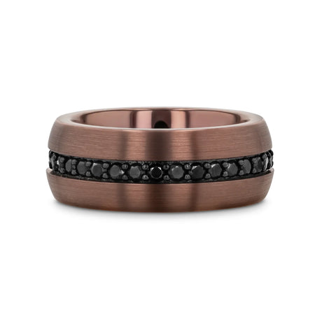 ARTEMIS 8mm Espresso Tungsten Carbide Ring with Black Sapphires