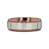 BEOWULF Raised Center Brushed Espresso Tungsten Carbide Wedding Band with Channel-Set Diamonds - 8mm