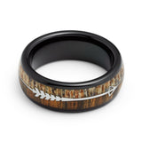 8mm Black Tungsten Wedding Ring W/ Koa Wood & Antler Arrow Ring