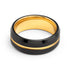 8mm - Black & Gold Tungsten Carbide Wedding Ring Brushed Center Gold Groove
