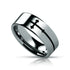 SIDEWAYS CROSS on Flat Tungsten Carbide Ring