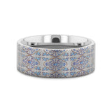 SOLACE Flat Titanium Ring with Engraved Cross Pattern - 8mm