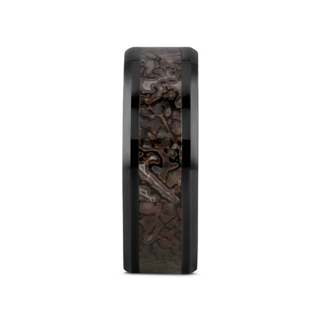 SILURIAN Dinosaur Bone Inlaid Black Ceramic