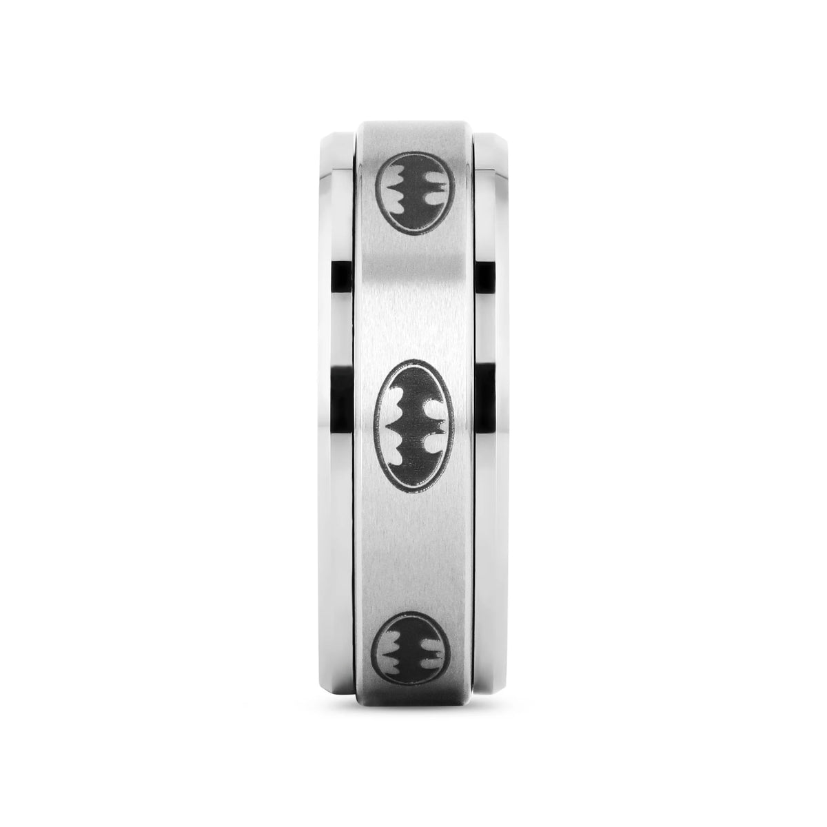 Spinning Engraved Batman Logo Tungsten Carbide Spinner Wedding Band - 8mm