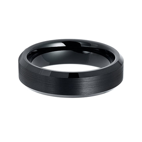 6mm -10mm Black Tungsten Carbide Wedding Ring with Brushed Center