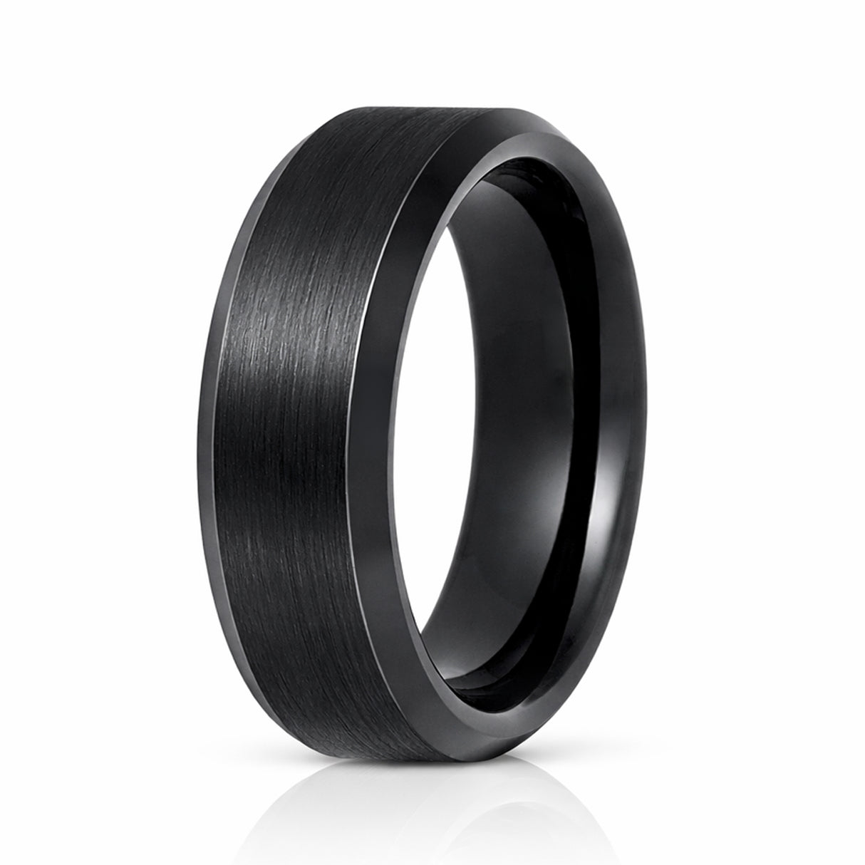 6mm -10mm Black Tungsten Carbide Wedding Ring with Brushed Center