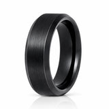 6mm -10mm Black Tungsten Carbide Wedding Ring with Brushed Center