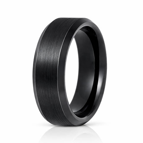 6mm -10mm Black Tungsten Carbide Wedding Ring with Brushed Center