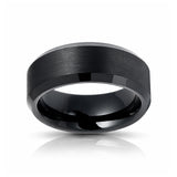 6mm -10mm Black Tungsten Carbide Wedding Ring with Brushed Center