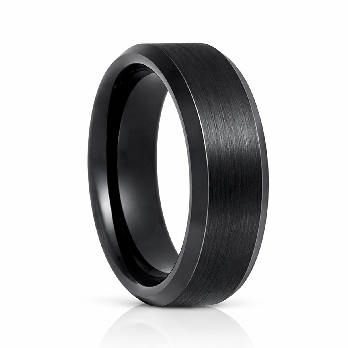 6mm -10mm Black Tungsten Carbide Wedding Ring with Brushed Center
