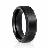 6mm -10mm Black Tungsten Carbide Wedding Ring with Brushed Center